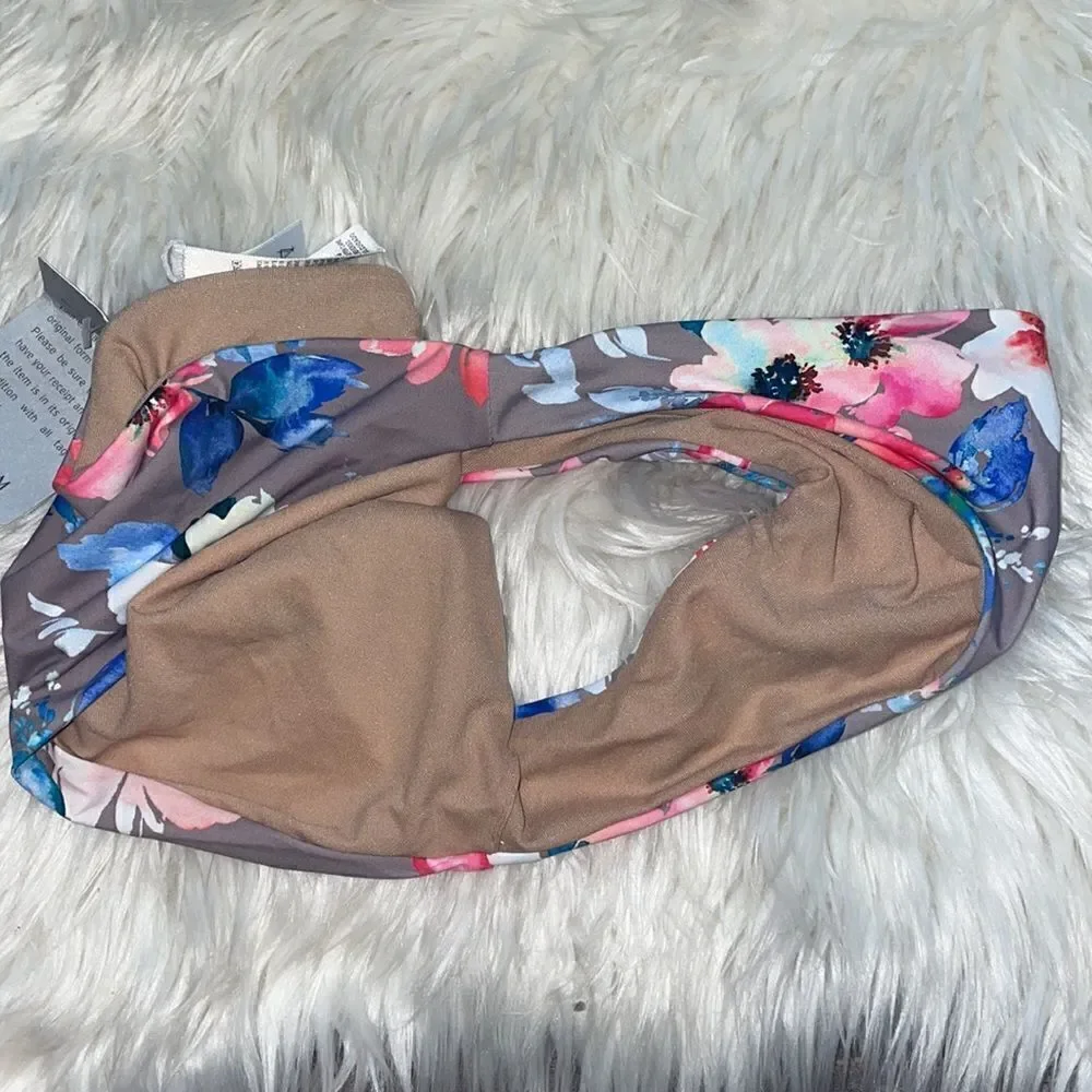 VYB Gray Floral 2 piece swim suit